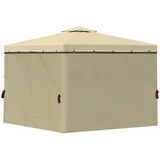 Outsunny 3 x 3(m) Patio Gazebo Canopy Garden Pavilion Tent Shelter with 2 Tier Water Repellent Roof, Mosquito Netting and Curtains, Aluminium Frame, Beige