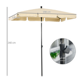 Outsunny Aluminium Sun Parasol Garden Umbrellas Patio Rectangular Tilting Parasol, 2M x 1.25M, Beige