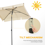 Outsunny Aluminium Sun Parasol Garden Umbrellas Patio Rectangular Tilting Parasol, 2M x 1.25M, Beige