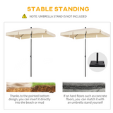 Outsunny Aluminium Sun Parasol Garden Umbrellas Patio Rectangular Tilting Parasol, 2M x 1.25M, Beige