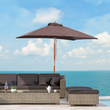 Outsunny 2m x 1.5m Patio Parasol Garden Umbrellas Sun Umbrella Bamboo Sunshade Canopy Outdoor Backyard Furniture Fir Wooden Pole 6 Ribs Tilt Mechanism - Coffee