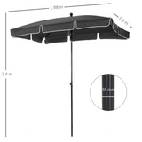 Outsunny Aluminium Sun Parasol Garden Umbrellas Patio Rectangular Tilting Parasol, 2M x 1.25M, Grey