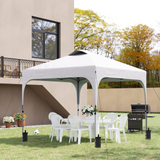 Outsunny 3 x 3 (M) Pop Up Gazebo, Foldable Canopy Tent with Carry Bag with Wheels and 4 Leg Weight Bags for Outdoor Garden Patio Party, White