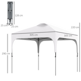 Outsunny 3 x 3 (M) Pop Up Gazebo, Foldable Canopy Tent with Carry Bag with Wheels and 4 Leg Weight Bags for Outdoor Garden Patio Party, White