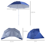 Outsunny UV Protection Fishing Beach Umbrella Brolly Shelter /w Side Panel Tent Blue