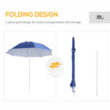 Outsunny UV Protection Fishing Beach Umbrella Brolly Shelter /w Side Panel Tent Blue