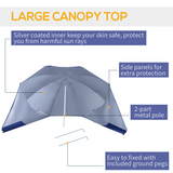 Outsunny UV Protection Fishing Beach Umbrella Brolly Shelter /w Side Panel Tent Blue