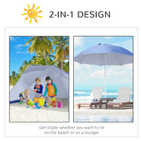 Outsunny UV Protection Fishing Beach Umbrella Brolly Shelter /w Side Panel Tent Blue