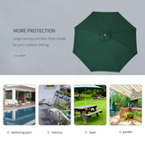 Outsunny 2.5m Wood Parasol Garden Sun Shade Patio Outdoor Market Umbrella Canopy with Top Vent, Green