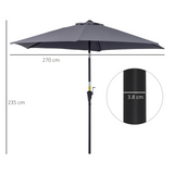 Outsunny 2.7M Tilting Parasol Sun Parasol Outdoor Garden Umbrellas Sun Shade Aluminium Frame with Crank（Grey）