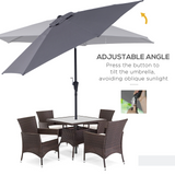 Outsunny 2.7M Tilting Parasol Sun Parasol Outdoor Garden Umbrellas Sun Shade Aluminium Frame with Crank（Grey）