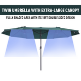 Outsunny 4.6m Garden Parasol Double-Sided Sun Umbrella Patio Market Shelter Canopy Shade Outdoor Green - NO BASE