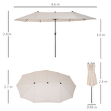 Outsunny 4.6m Garden Parasol Double-Sided Sun Umbrella Patio Market Shelter Canopy Shade Outdoor Beige - NO BASE