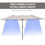 Outsunny 4.6m Garden Parasol Double-Sided Sun Umbrella Patio Market Shelter Canopy Shade Outdoor Beige - NO BASE