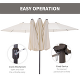 Outsunny 4.6m Garden Parasol Double-Sided Sun Umbrella Patio Market Shelter Canopy Shade Outdoor Beige - NO BASE