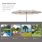 Outsunny 4.6m Garden Parasol Double-Sided Sun Umbrella Patio Market Shelter Canopy Shade Outdoor Beige - NO BASE