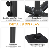 Outsunny 4PCs Fillable Parasol Base w/ Steel Cross Base Garden Umbrella Stand Weight Umbrella Sand Water Plastic Black