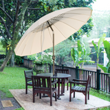 Outsunny 2.6m Round Curved Adjustable Parasol Outdoor Sun Umbrella Handle Support Garden Shelter Shade – Off-White