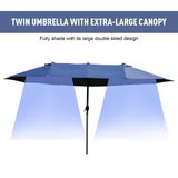 Outsunny 4.6m Garden Parasol Double-Sided Sun Umbrella Patio Market Shelter Canopy Shade Outdoor Blue - NO BASE