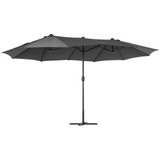 Outsunny 4.6m Garden Parasol Double-Sided Sun Umbrella Patio Market Shelter Canopy Shade Outdoor with Cross Base – Grey