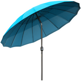 Outsunny 2.6m Round Curved Adjustable Parasol Outdoor Sun Umbrella Handle Support Garden Shelter Shade - Turquoise