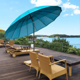 Outsunny 2.6m Round Curved Adjustable Parasol Outdoor Sun Umbrella Handle Support Garden Shelter Shade - Turquoise