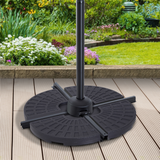 Outsunny 4 PCs Portable Round Parasol  Base Umbrella Cross Stand Weights Holder Sand or Water Filled Outdoor Garden Patio