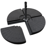 Outsunny 4 PCs Portable Round Parasol  Base Umbrella Cross Stand Weights Holder Sand or Water Filled Outdoor Garden Patio