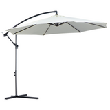 Outsunny 3(m) Garden Banana Parasol Hanging Cantilever Umbrella with Crank Handle, 8 Ribs and Cross Base for Outdoor, Sun Shade, Cream White