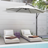 Outsunny 3(m) Garden Banana Parasol Hanging Cantilever Umbrella with Crank Handle, 8 Ribs and Cross Base for Outdoor, Sun Shade, Cream White