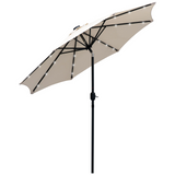 Outsunny 2.7m Patio Garden Umbrella Outdoor Parasol with Tilt Crank and 24 LEDs Lights (Cream)