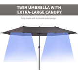 Outsunny 4.6m Garden Parasol Double-Sided Sun Umbrella Patio Market Shelter Canopy Shade Outdoor Grey - NO BASE