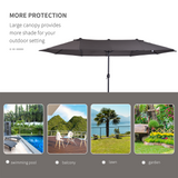 Outsunny 4.6m Garden Parasol Double-Sided Sun Umbrella Patio Market Shelter Canopy Shade Outdoor Grey - NO BASE