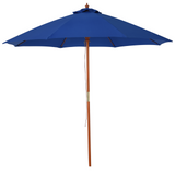 Outsunny 2.5m Wood Parasol Garden Sun Shade Patio Outdoor Market Umbrella Canopy with Top Vent, Blue