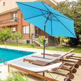 Outsunny 2.7M Tilting Parasol Sun Parasol Outdoor Garden Umbrellas Sun Shade Aluminium Frame with Crank（Blue）