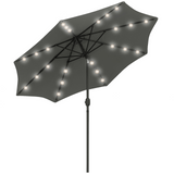 Outsunny 2.7m Patio Garden Umbrella Outdoor Parasol with Tilt Crank and 24 LEDs Lights (Grey)