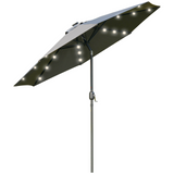 Outsunny 2.7m Patio Garden Umbrella Outdoor Parasol with Tilt Crank and 24 LEDs Lights (Grey)