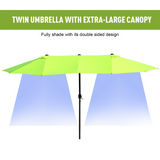 Outsunny 4.6m Garden Parasol Double-Sided Sun Umbrella Patio Market Shelter Canopy Shade Outdoor Green - NO BASE