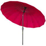 Outsunny 2.6m Round Curved Adjustable Shanghai Parasol Outdoor Sun Umbrella Handle Support Garden Shelter Shade – Red