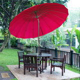 Outsunny 2.6m Round Curved Adjustable Shanghai Parasol Outdoor Sun Umbrella Handle Support Garden Shelter Shade – Red