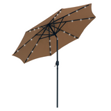 Outsunny 2.7m Patio Garden Umbrella Outdoor Parasol with Tilt Crank and 24 LEDs Lights (Brown)