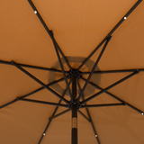 Outsunny 2.7m Patio Garden Umbrella Outdoor Parasol with Tilt Crank and 24 LEDs Lights (Brown)