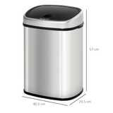 HOMCOM Stainless Steel Kitchen Sensor Dustbin Automatic Touchless Rubbish Garbage Waste Bin 48L Silver