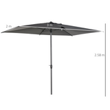 Outsunny 3 x 2M Sun Parasols Umbrellas Garden Patio Tilt Sun Shade Outdoor Canopy Crank Aluminium, Grey