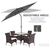 Outsunny 3 x 2M Sun Parasols Umbrellas Garden Patio Tilt Sun Shade Outdoor Canopy Crank Aluminium, Grey