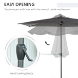 Outsunny 3 x 2M Sun Parasols Umbrellas Garden Patio Tilt Sun Shade Outdoor Canopy Crank Aluminium, Grey