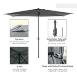 Outsunny 3 x 2M Sun Parasols Umbrellas Garden Patio Tilt Sun Shade Outdoor Canopy Crank Aluminium, Grey