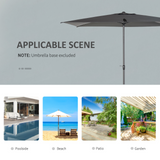 Outsunny 3 x 2M Sun Parasols Umbrellas Garden Patio Tilt Sun Shade Outdoor Canopy Crank Aluminium, Grey