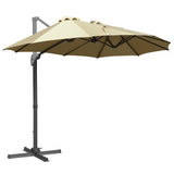 Outsunny 4.5 m Patio Cantilever Roma Parasol, Large Double-Sided Rectangular Garden Umbrella with Crank Handle, 360° Cross Base for Bench, Outdoor, Khaki