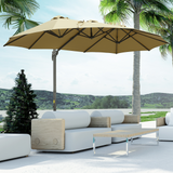 Outsunny 4.5 m Patio Cantilever Roma Parasol, Large Double-Sided Rectangular Garden Umbrella with Crank Handle, 360° Cross Base for Bench, Outdoor, Khaki